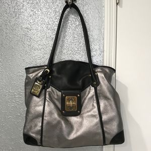 B Makowsky Silver Tote Bag